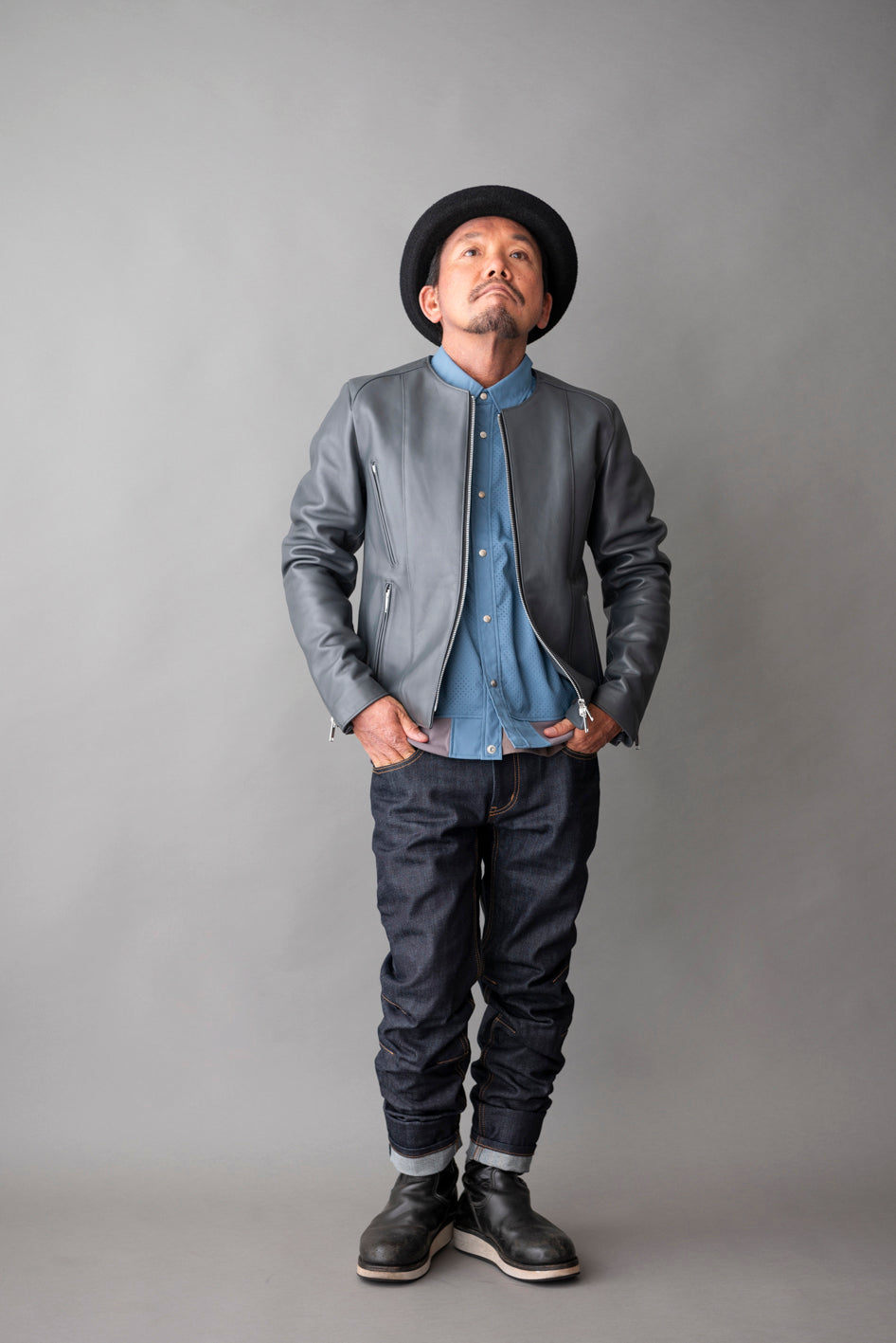 NO COLLAR PROTECTOR RIDERS JACKET / ノーカラープロテクターライダースジャケット