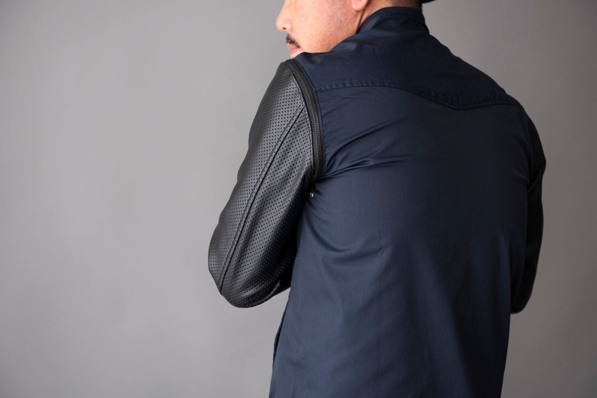 LEATHER SLEEVE PUNCHING MESH / パンチングメッシュ革袖