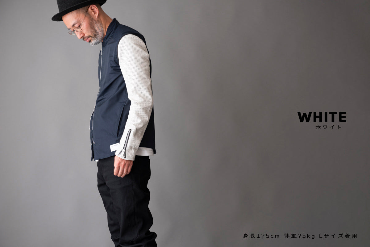 LEATHER SLEEVE PUNCHING MESH / パンチングメッシュ革袖