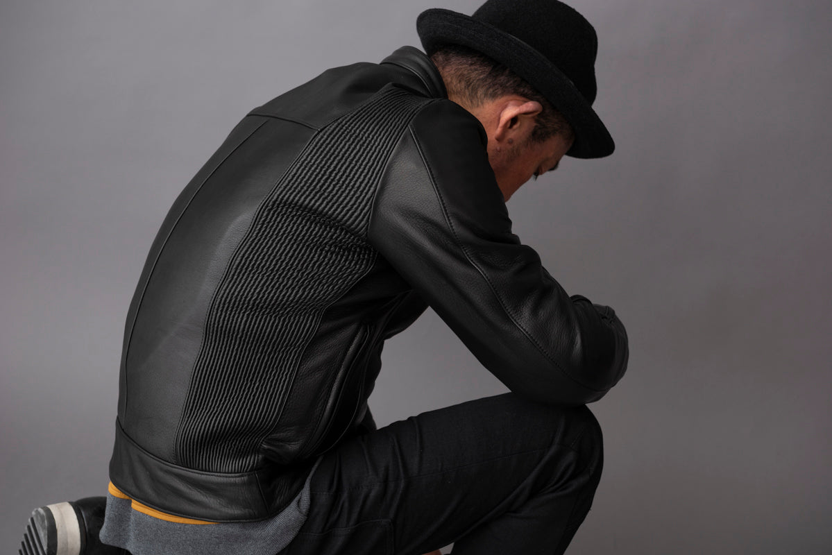 SHIRRING SINGLE RIDERS JACKET PROTECTOR / シャーリングシングルライダースジャケット　プロテクター