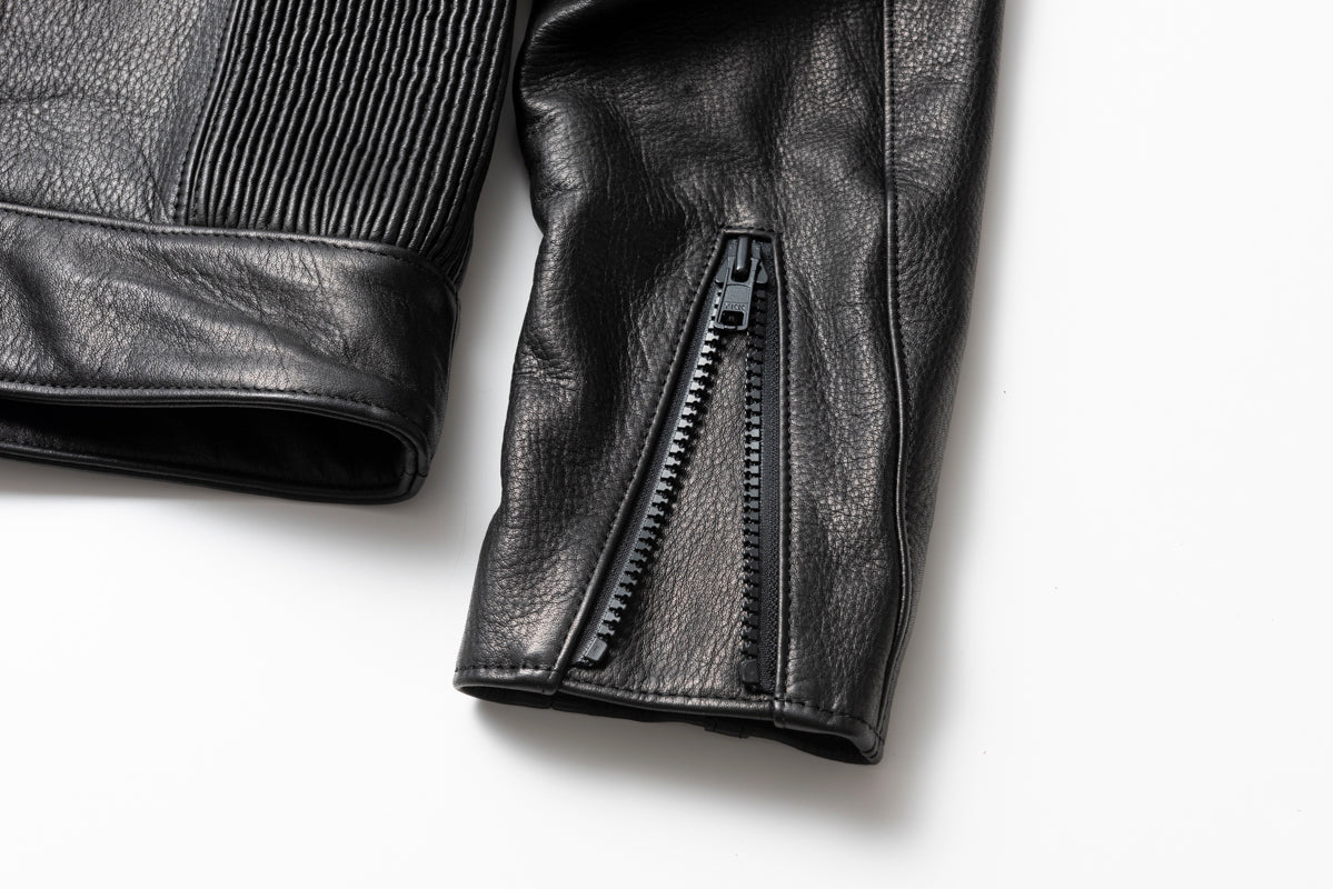 SHIRRING SINGLE RIDERS JACKET PROTECTOR / シャーリングシングルライダースジャケット　プロテクター