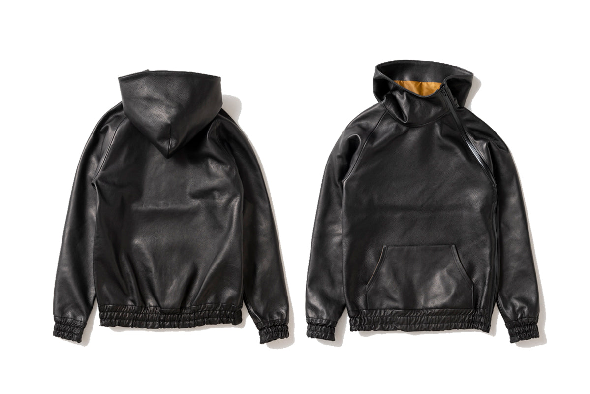 LEATHER SIDE ZIP PARKA / レザーサイドジップパーカー