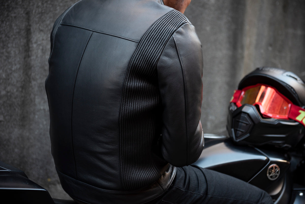 SHIRRING SINGLE RIDERS JACKET PROTECTOR / シャーリングシングルライダースジャケット　プロテクター