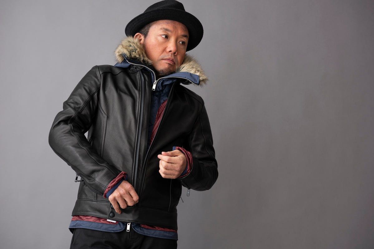 SHIRRING SINGLE RIDERS JACKET PROTECTOR / シャーリングシングルライダースジャケット　プロテクター