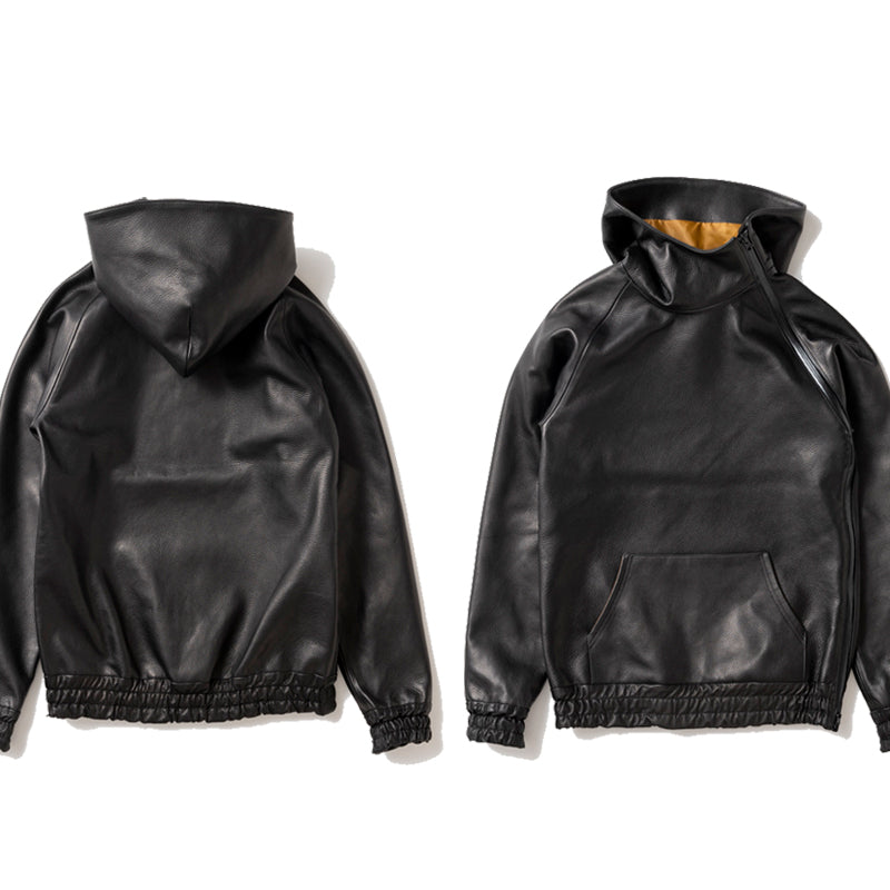 LEATHER SIDE ZIP PARKA / レザーサイドジップパーカー
