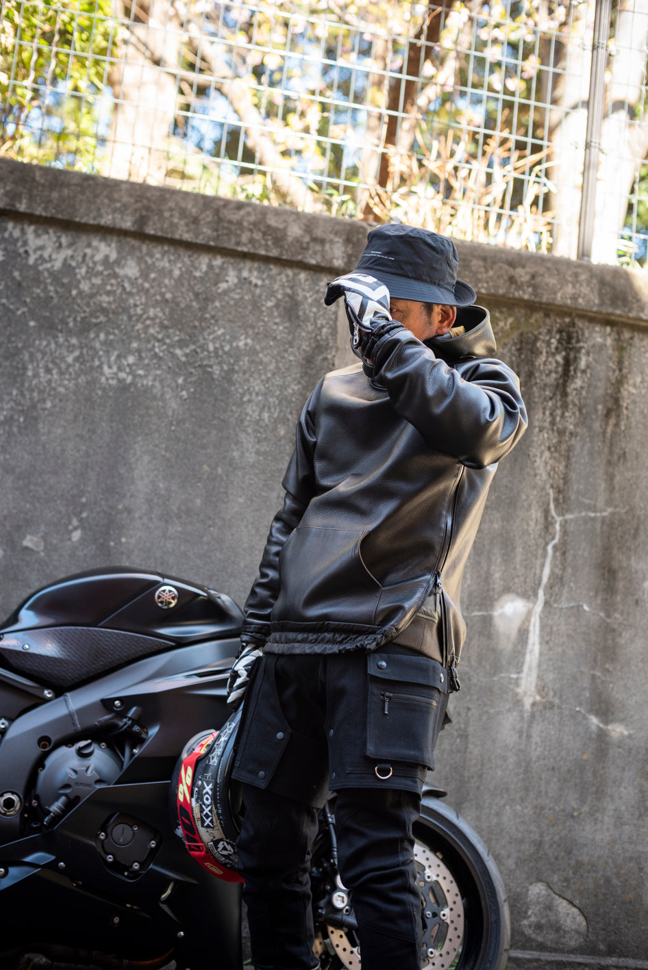 LEATHER SIDE ZIP PARKA / レザーサイドジップパーカー