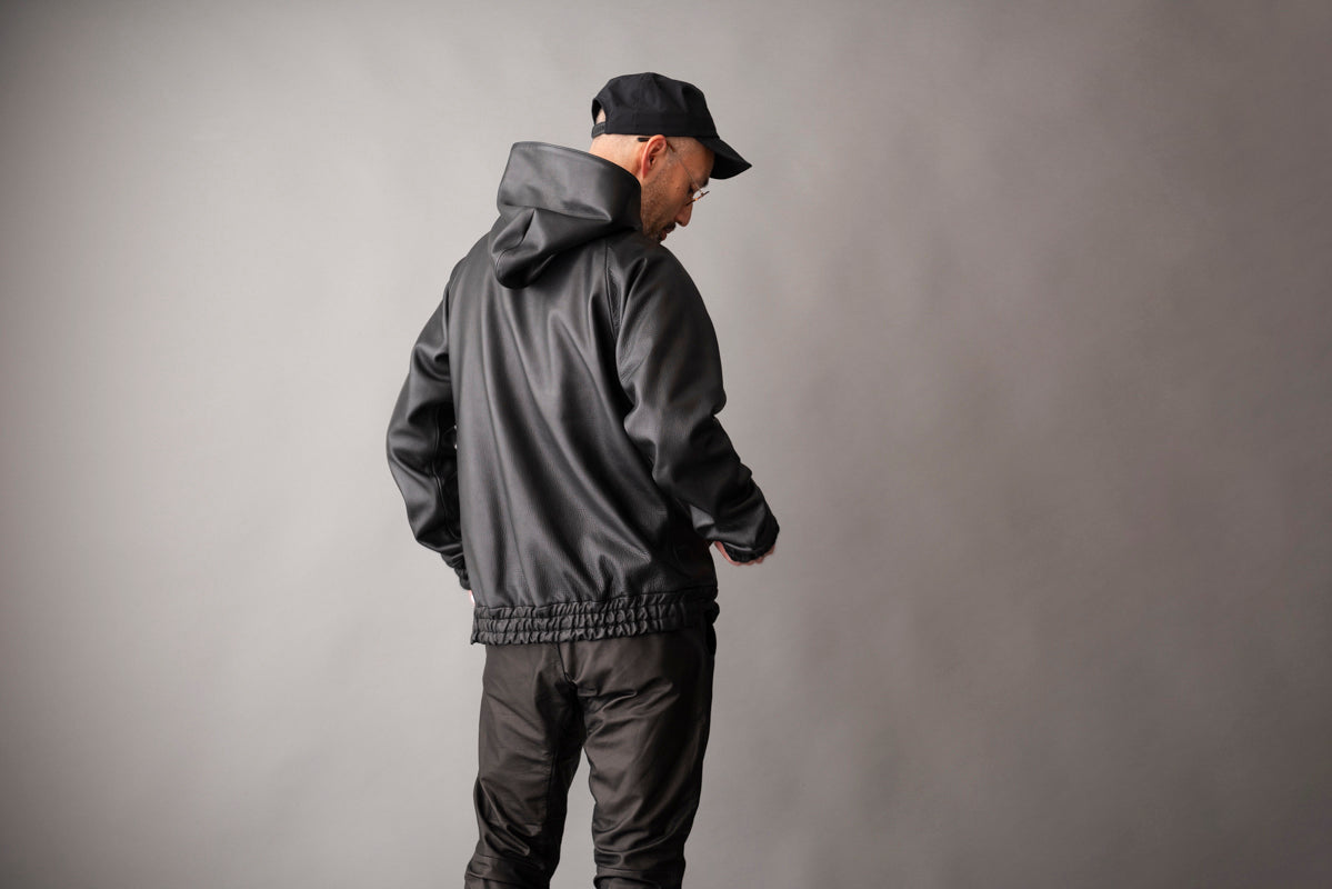 LEATHER SIDE ZIP PARKA / レザーサイドジップパーカー