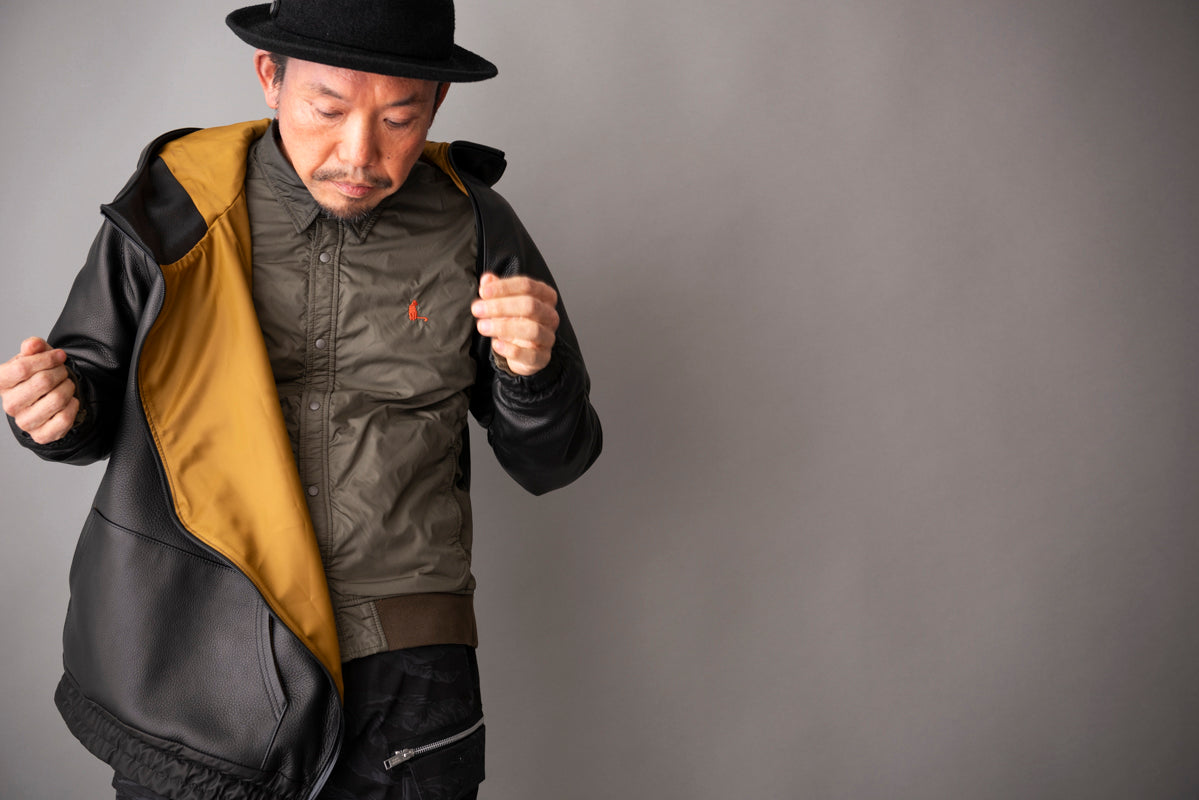 LEATHER SIDE ZIP PARKA / レザーサイドジップパーカー