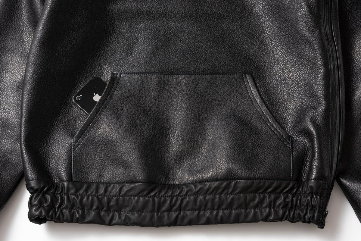 LEATHER SIDE ZIP PARKA / レザーサイドジップパーカー