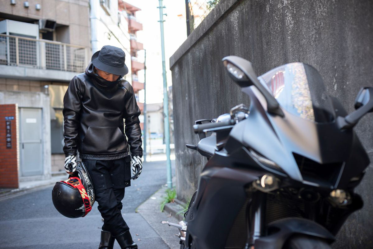 LEATHER SIDE ZIP PARKA / レザーサイドジップパーカー