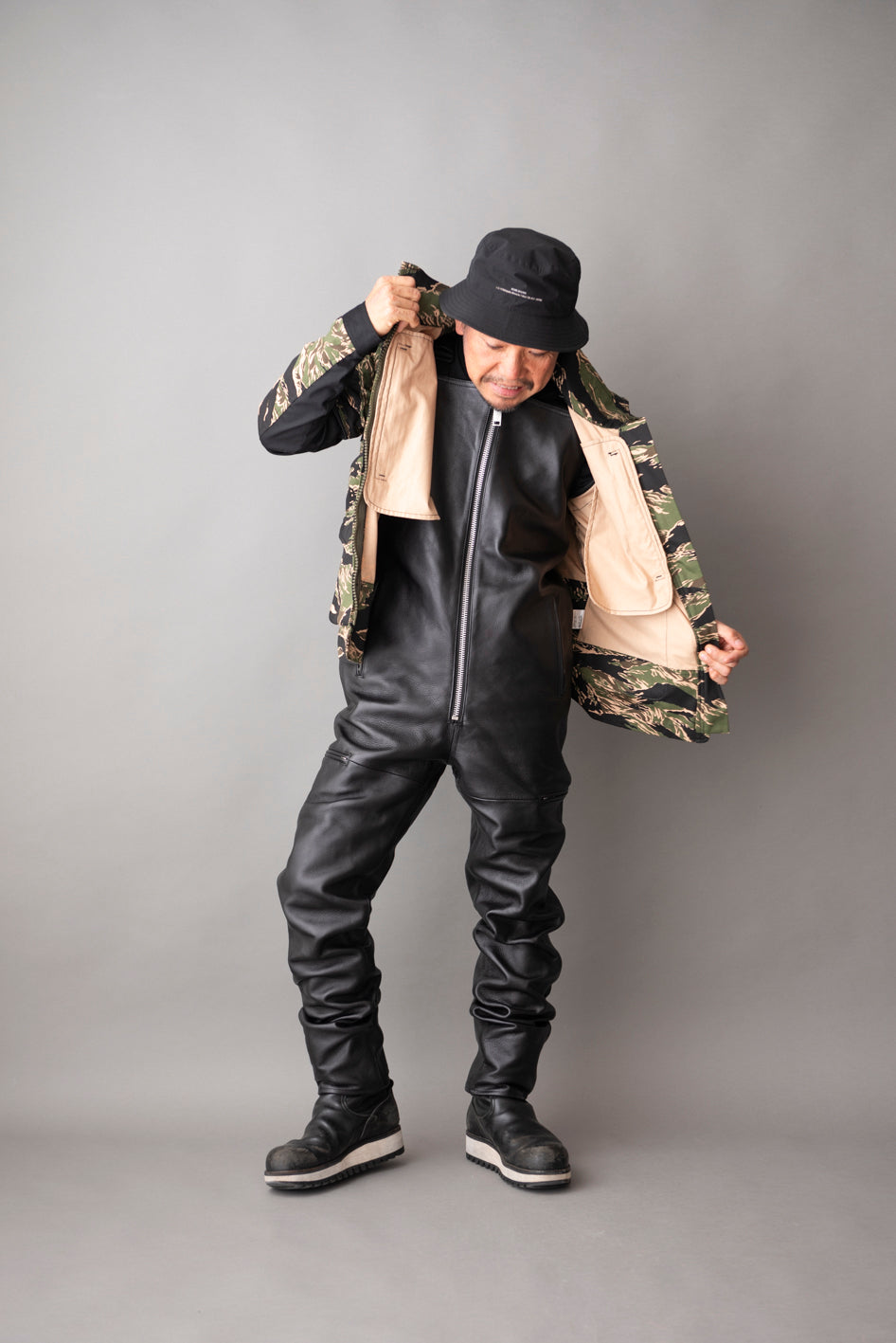 LEATHER OVER ALL / レザーオーバーオール