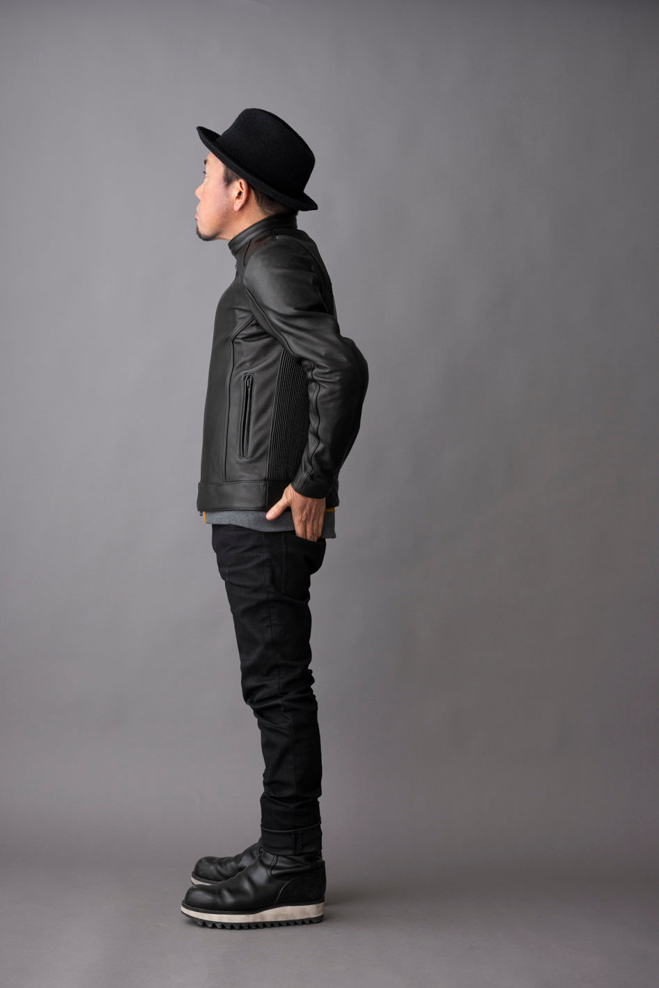 SHIRRING SINGLE RIDERS JACKET PROTECTOR / シャーリングシングルライダースジャケット　プロテクター