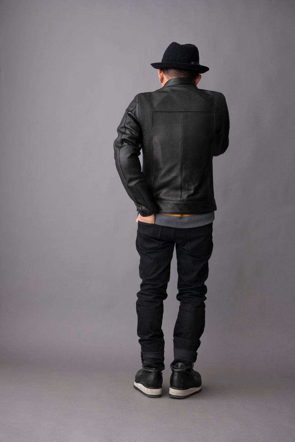SHIRRING SINGLE RIDERS JACKET PROTECTOR / シャーリングシングルライダースジャケット　プロテクター