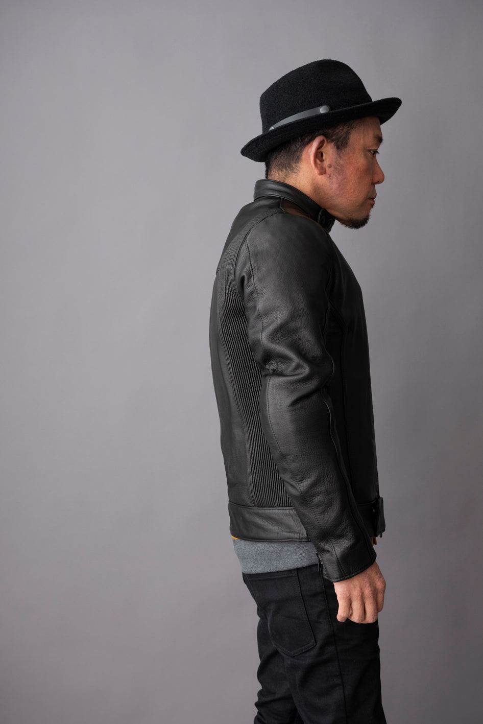 SHIRRING SINGLE RIDERS JACKET PROTECTOR / シャーリングシングルライダースジャケット　プロテクター