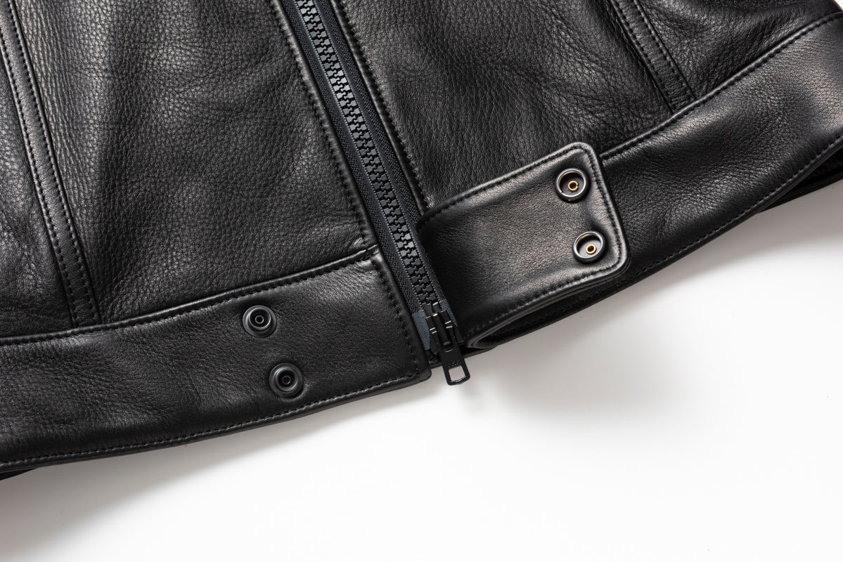 SHIRRING SINGLE RIDERS JACKET PROTECTOR / シャーリングシングルライダースジャケット　プロテクター